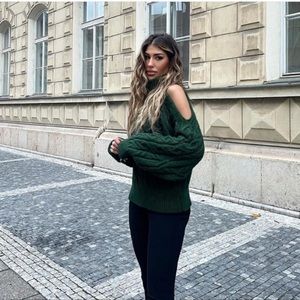 ZARA CUT OUT CABLE KNIT SWEATER